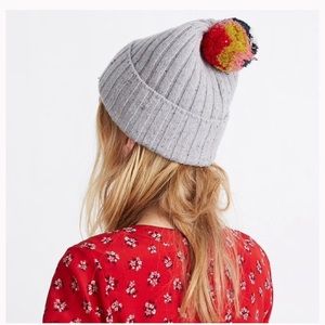 NWT Madewell Colorful Rainbow Pom Pom Ski Beanie Cap 🌈